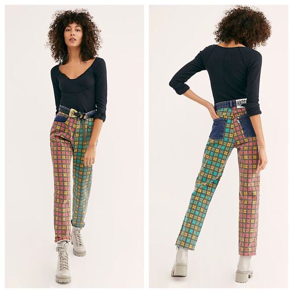 The Ragged Priest Hot Rod Mix Check Dad Jeans - 26 - Picture 12 of 16